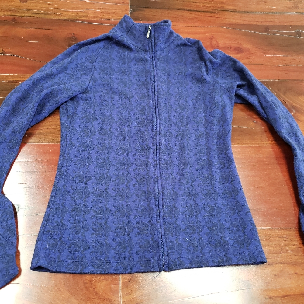 Ibex Juliet Women's XS Blue Patterned Zip-Up Cardigan/Jacket